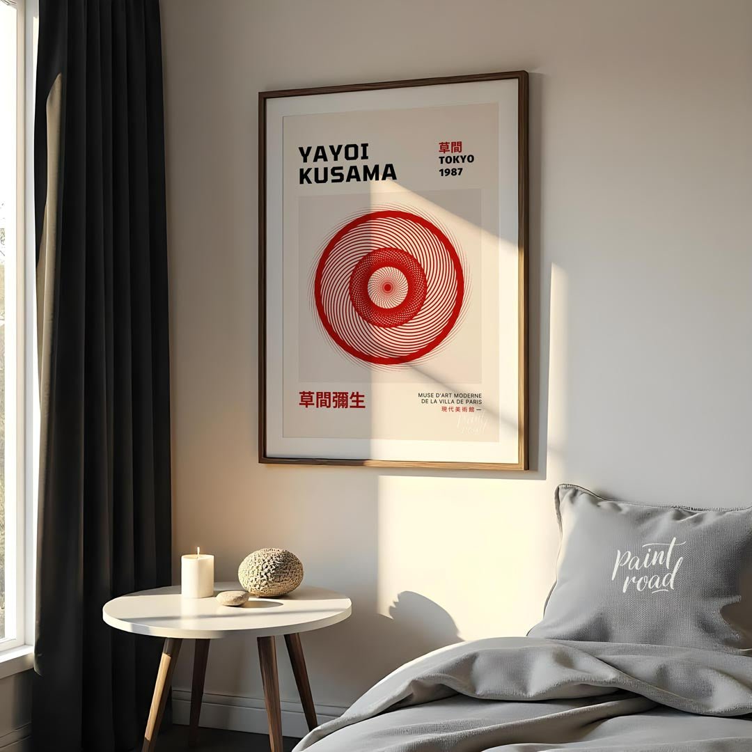 Delve into the mesmerizing world of contemporary art with this elegant exhibition poster for Yayoi … for bedroom