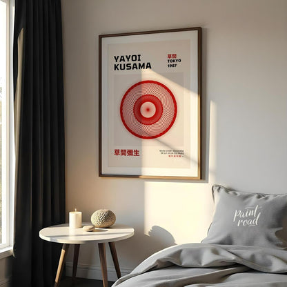 Delve into the mesmerizing world of contemporary art with this elegant exhibition poster for Yayoi … for bedroom