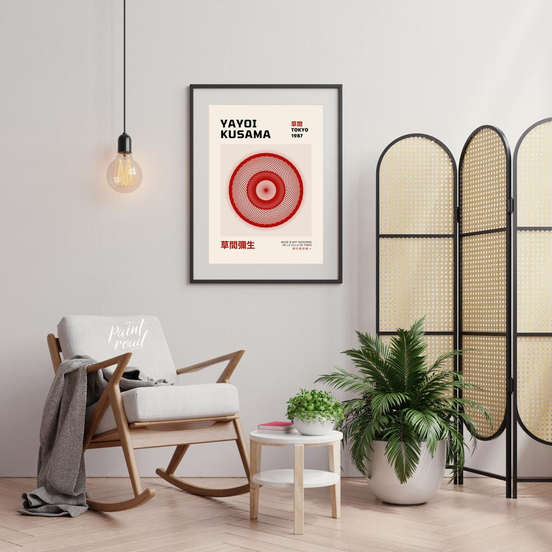 Delve into the mesmerizing world of contemporary art with this elegant exhibition poster for Yayoi … for living room