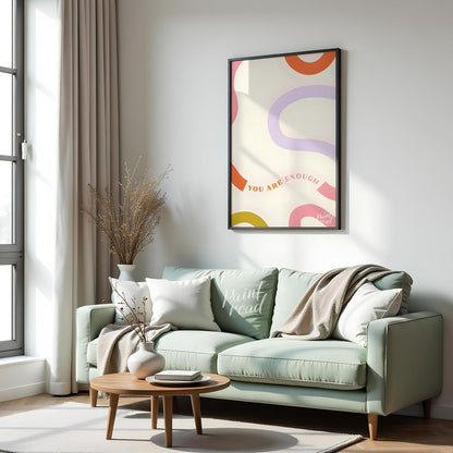 This uplifting art print features a minimalist yet vibrant design, centered around the empowering p… for living room