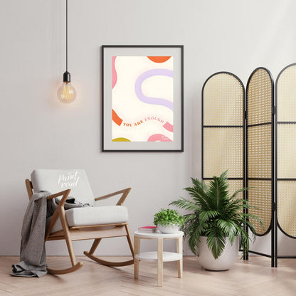 This uplifting art print features a minimalist yet vibrant design, centered around the empowering p… for living room