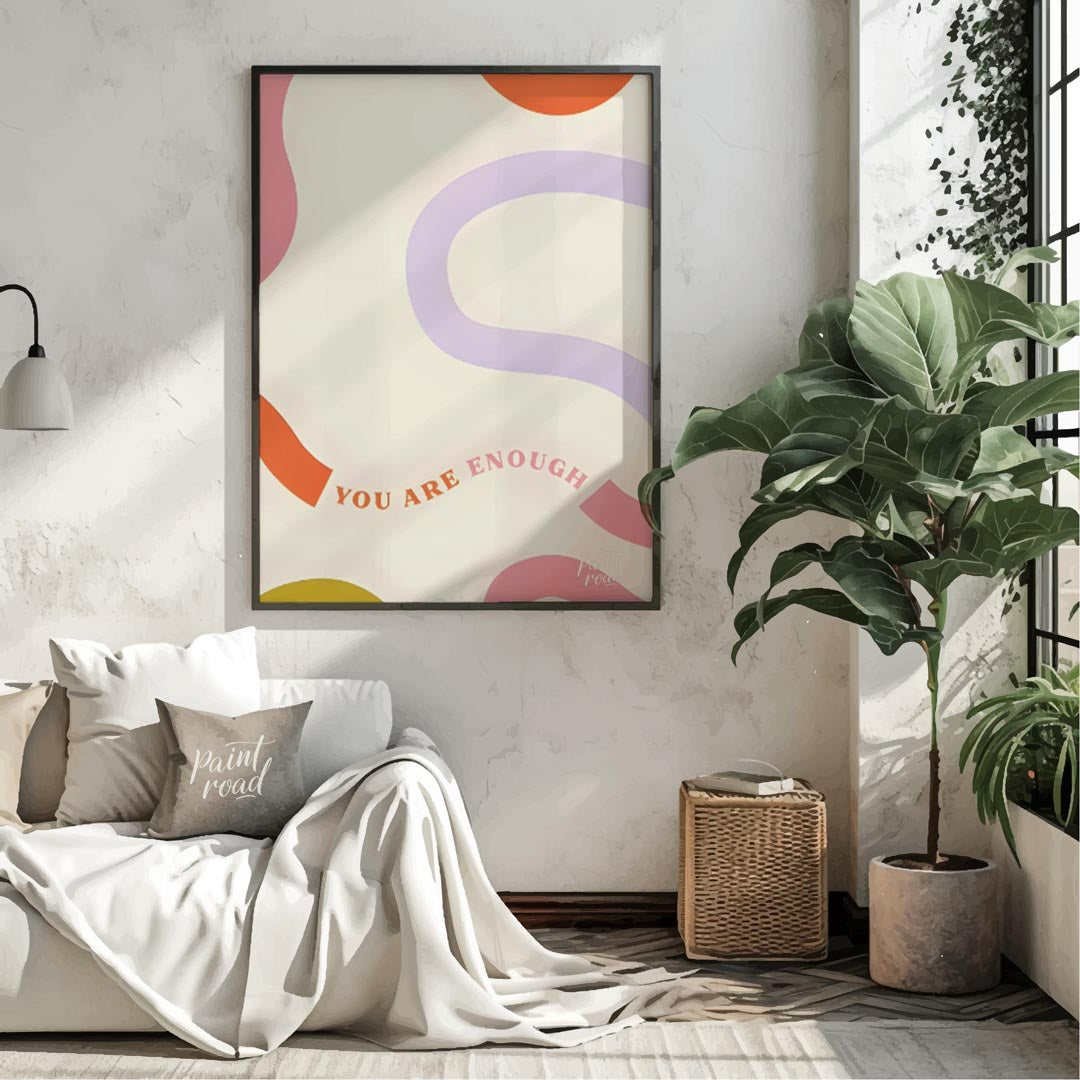 This uplifting art print features a minimalist yet vibrant design, centered around the empowering p… for living room