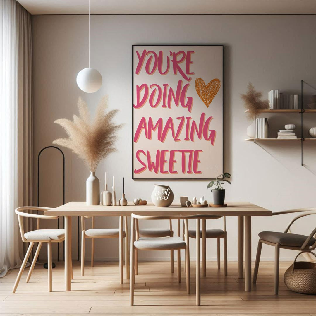 This wonderfully cheerful and uplifting art print proudly displays the widely popular and encouragi… for dining room
