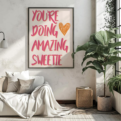 This wonderfully cheerful and uplifting art print proudly displays the widely popular and encouragi… for living room