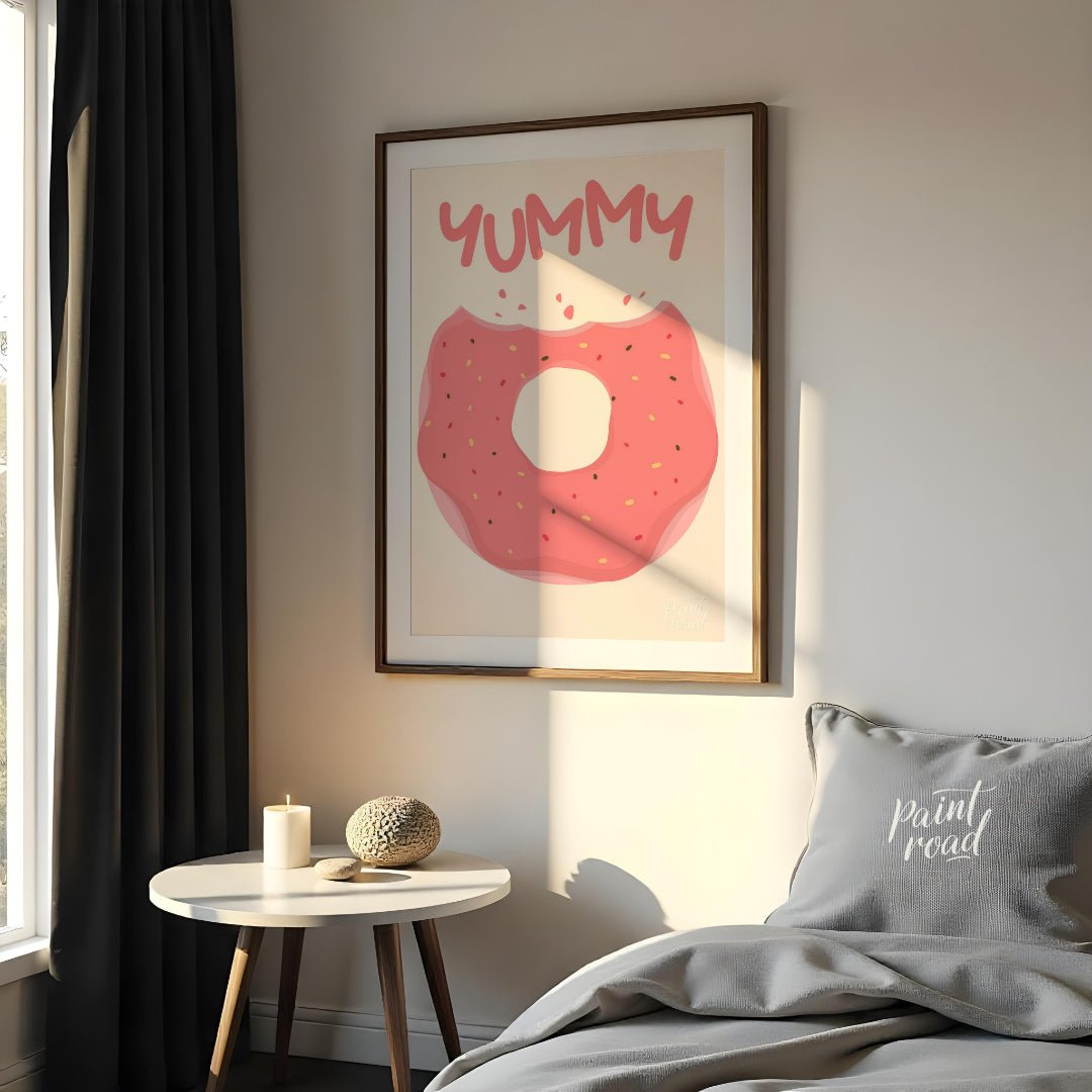Yummy Donut Bite Painting at Yummy Donut Bite buy online at Paint Road featuring appetizing bakery art and child’s room