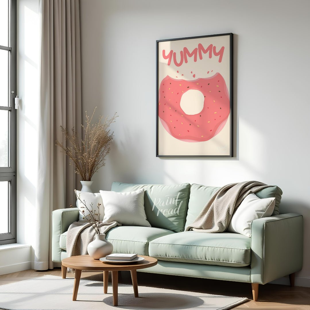 Yummy Donut Bite Painting at Yummy Donut Bite buy online at Paint Road featuring appetizing bakery art and child’s room