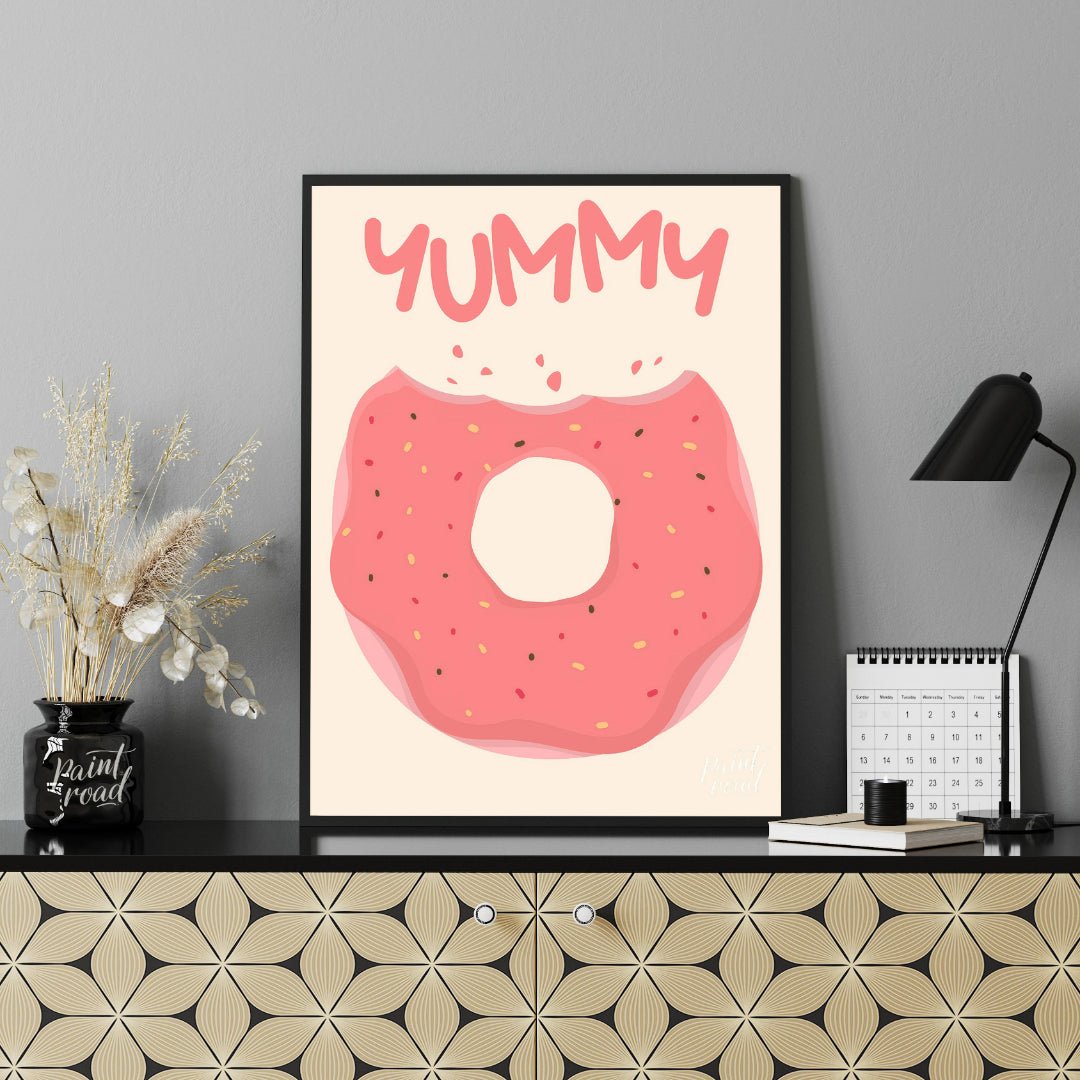 Yummy Donut Bite Painting at Yummy Donut Bite buy online at Paint Road featuring appetizing bakery art and child’s room