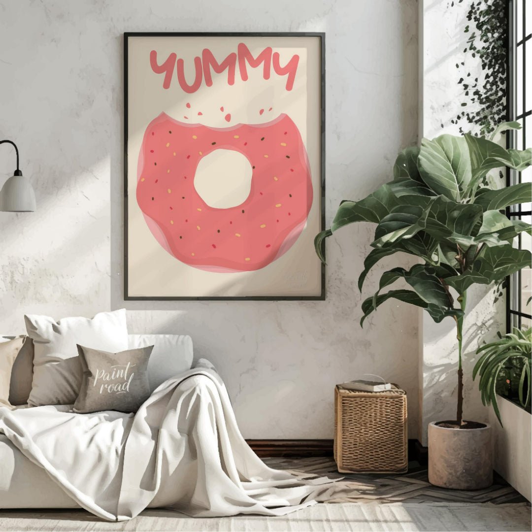 Yummy Donut Bite Painting at Yummy Donut Bite buy online at Paint Road featuring appetizing bakery art and child’s room