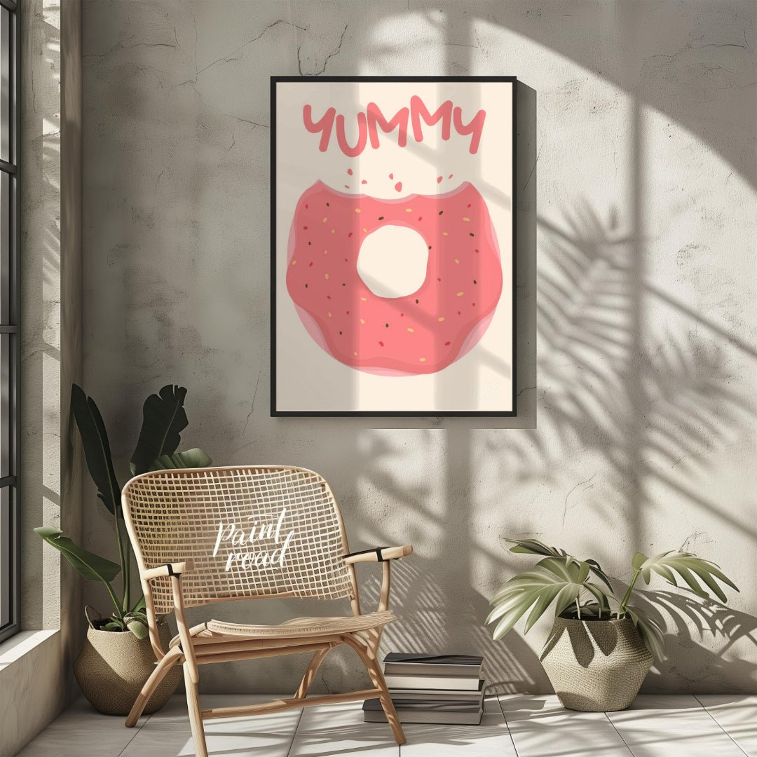 Yummy Donut Bite Painting at Yummy Donut Bite buy online at Paint Road featuring appetizing bakery art and child’s room